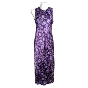 Floral purple maxi dress m vintage 90s